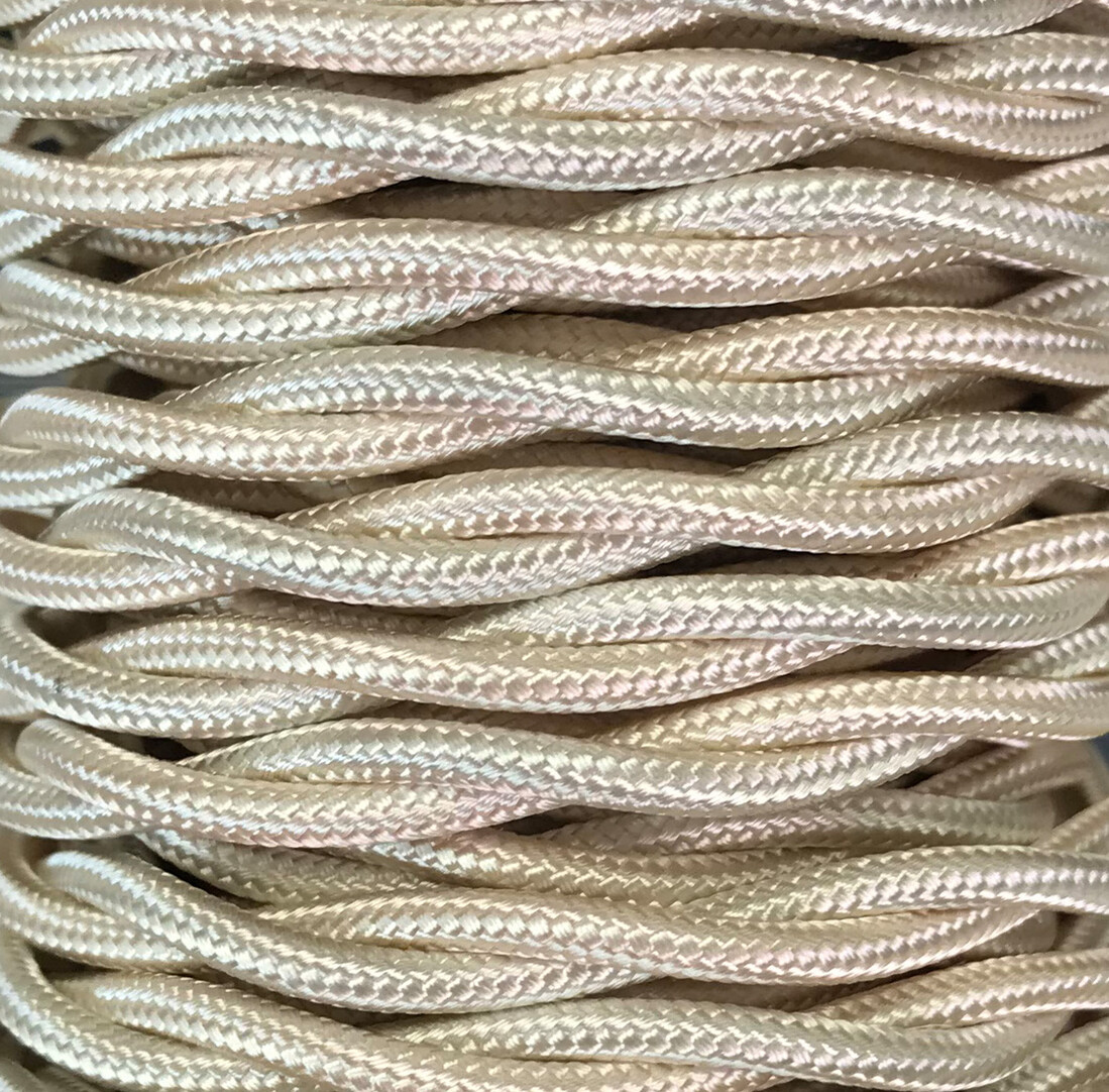 CABEXT2R03 5m CABLE TEXTIL TRENZADO BEIGE BRILLO