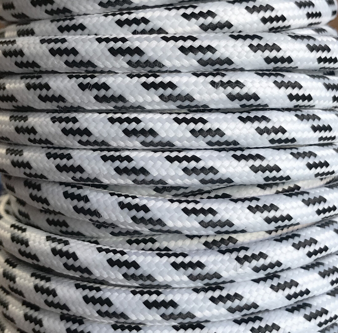 CIR62CM01/13 5 MTS CÂBLE TEXTILE FENIX BLANC/NOIR
