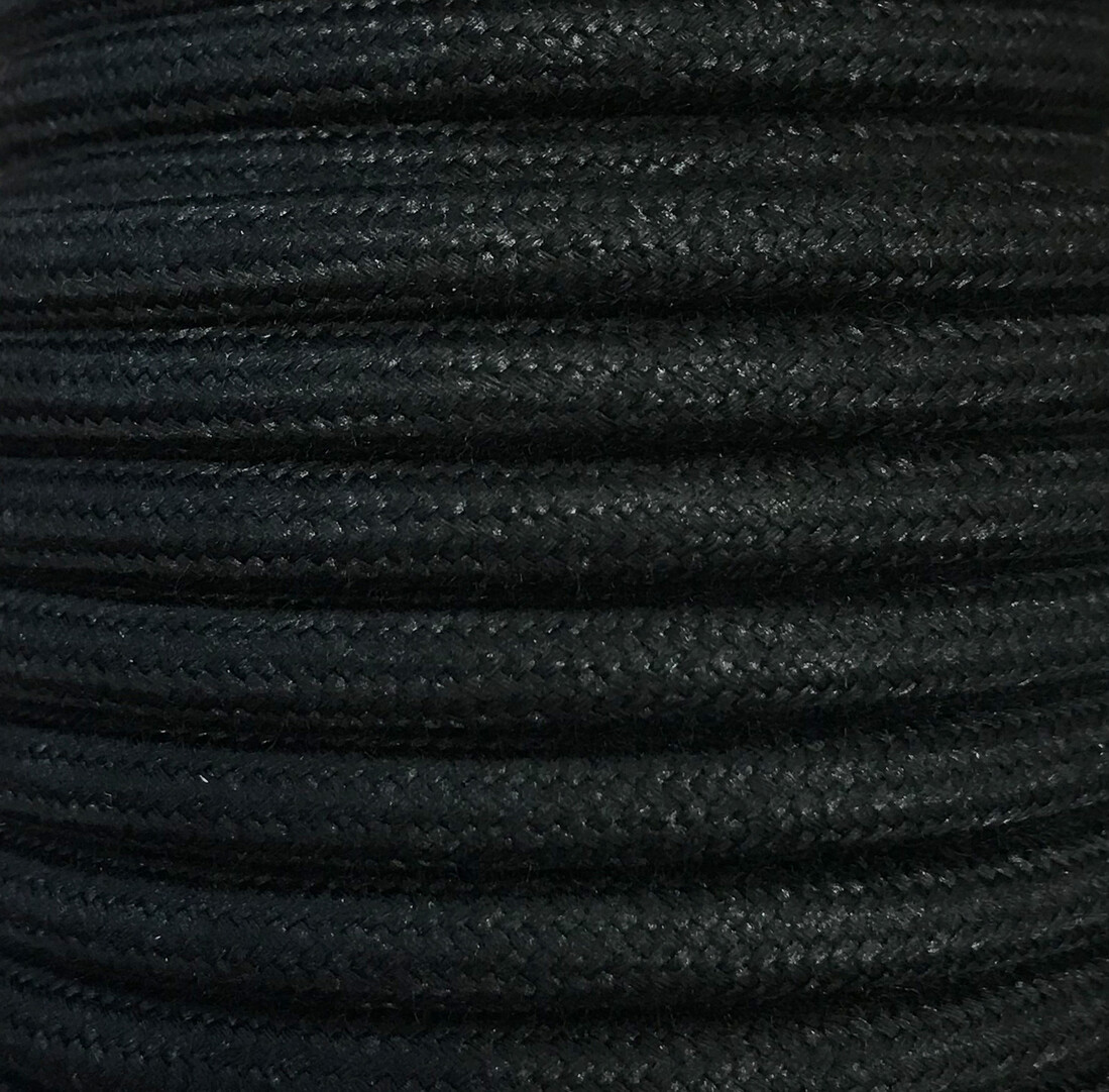 CIR62AL03 25m CABLE TEXTIL LISO NEGRO ALGODON