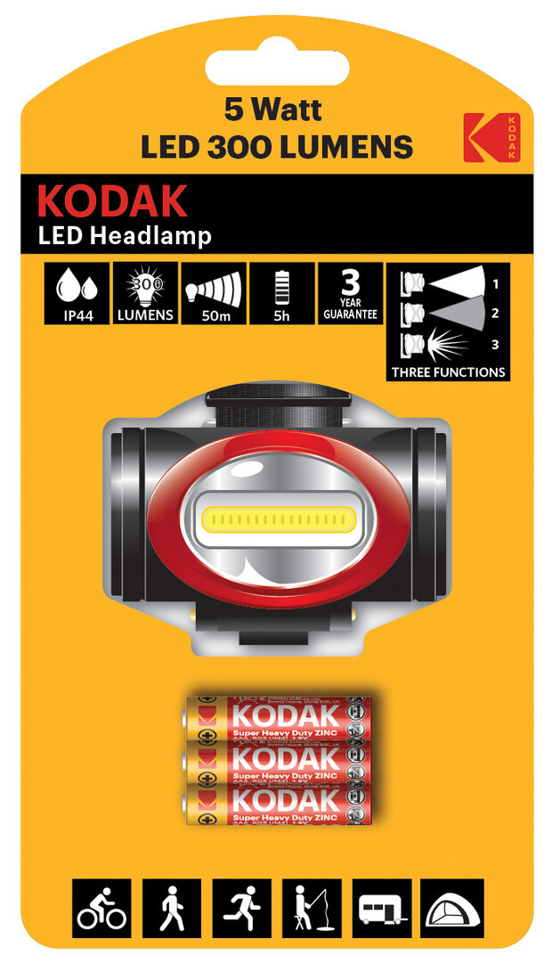 30413870 LINTERNA KODAK FRONTAL 5W 300lm 3xAAA