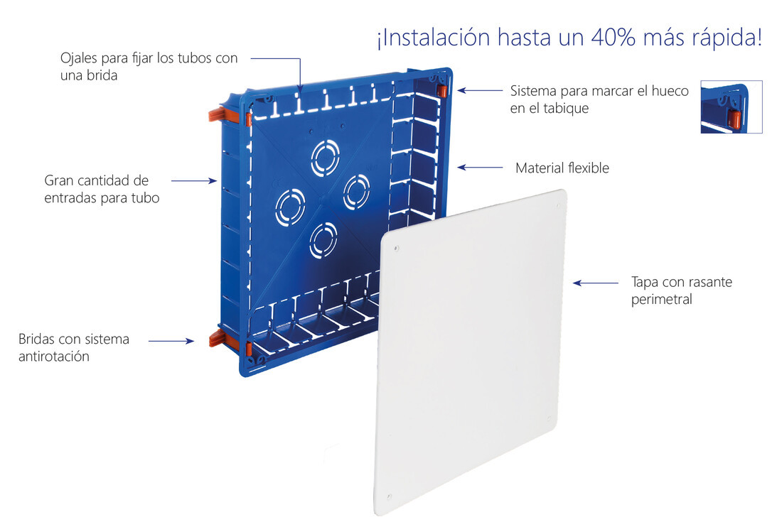 5362GW CAJA P/TABIQUE HUECO C/BRIDAS 107x107x45mm