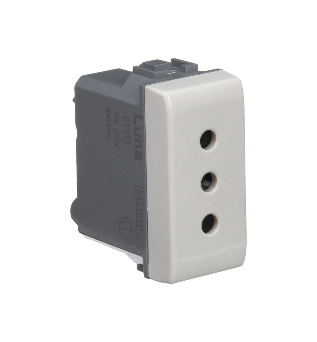C4113 BASE ITALIANA 1 MODULO 2P+T 16A/250V BLANCO LUNA