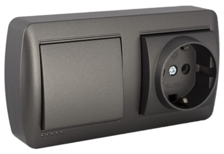 MUR96NGU BASE SCHUKO + CRUZAMIENTO ANCHO GRAFITO SERIE MURAL SOLERA