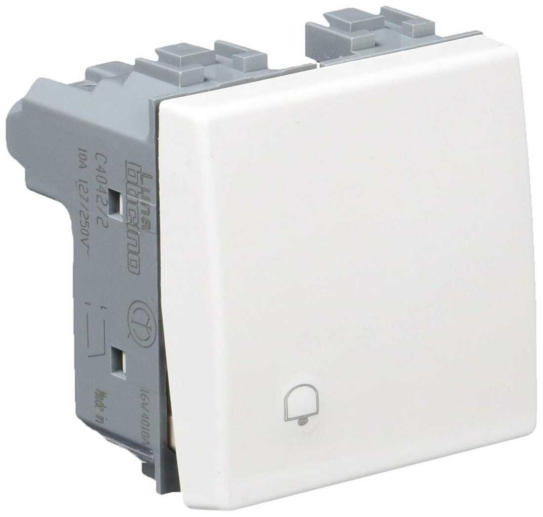 C4042/2 PULSADOR ILUMINABLE CAMPANA 2 MODULOS BLANCO LUNA