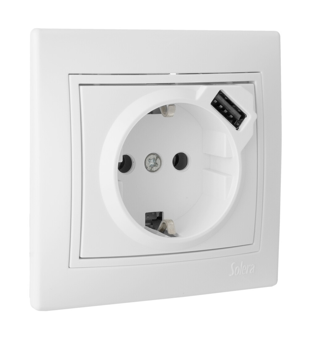 ERP60USBU BASE SCHUKO CON USB BLANCA SERIE EUROPA