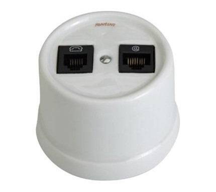 30-706-17-2 DOBLE TOMA TELEFONO 6 VIAS PORCELANA