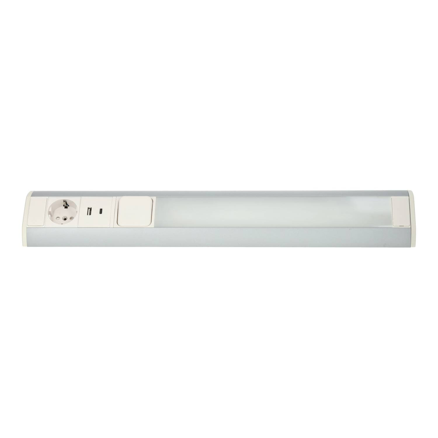 Regleta LED bajo mueble 9W toma Schuko & USB A+C - blanco/gris - Image 2