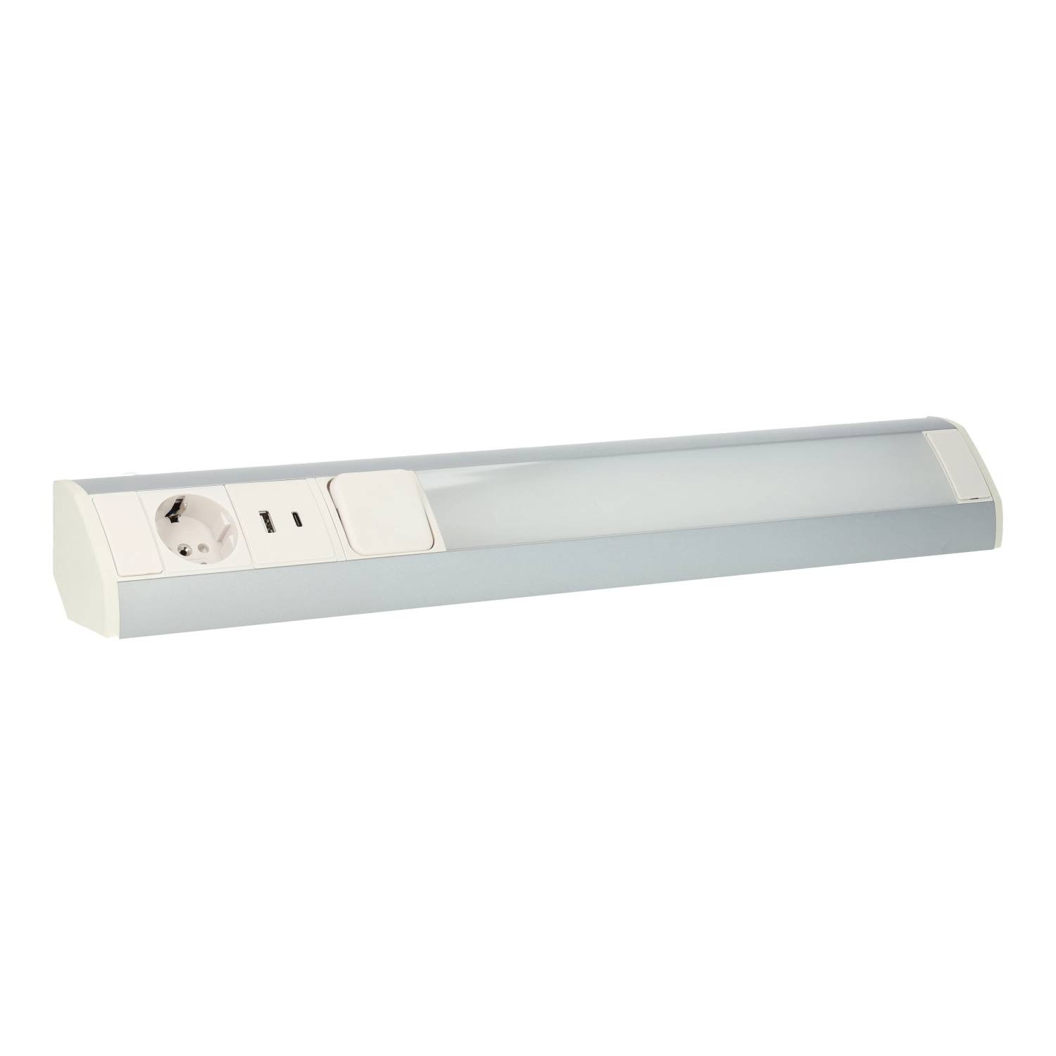 Regleta LED bajo mueble 9W toma Schuko & USB A+C - blanco/gris - Image 3