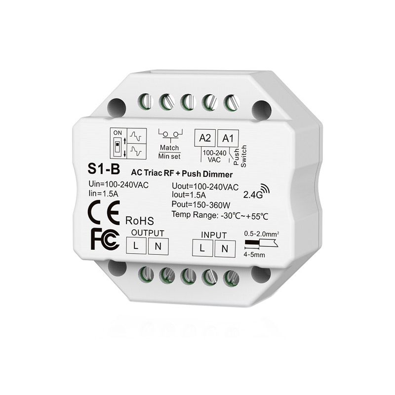 Regulador Dimmer LED 360W PUSH + RF